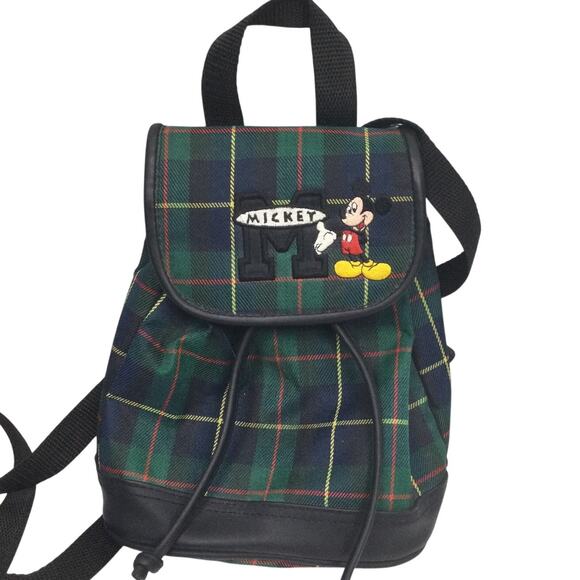 Mickey Unlimited Disney 90s Embroidered Vintage Plaid Flap Cinch Mini Backpack main image 7